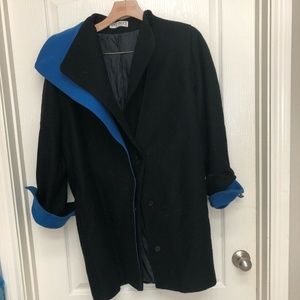 BUCI WOMENS WOOL COAT Black /Royal Blue SIZE 46 MA